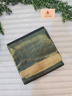 Pure Handwoven Chanderi  Zari Stripe Saree – Green