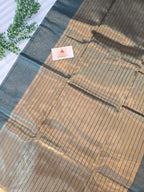 Pure Handwoven Chanderi  Zari Stripe Saree – Green