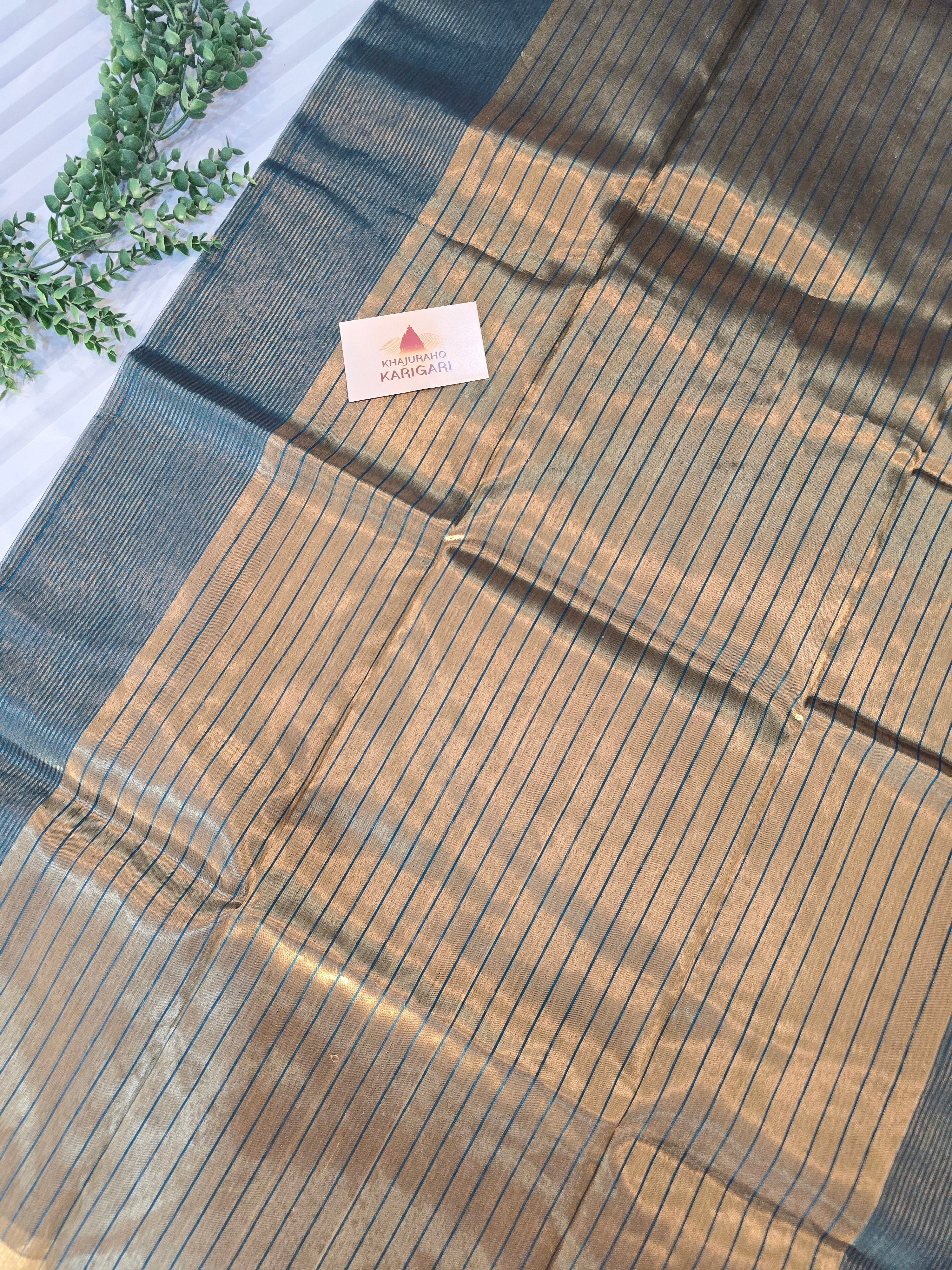 Pure Handwoven Chanderi  Zari Stripe Saree – Green