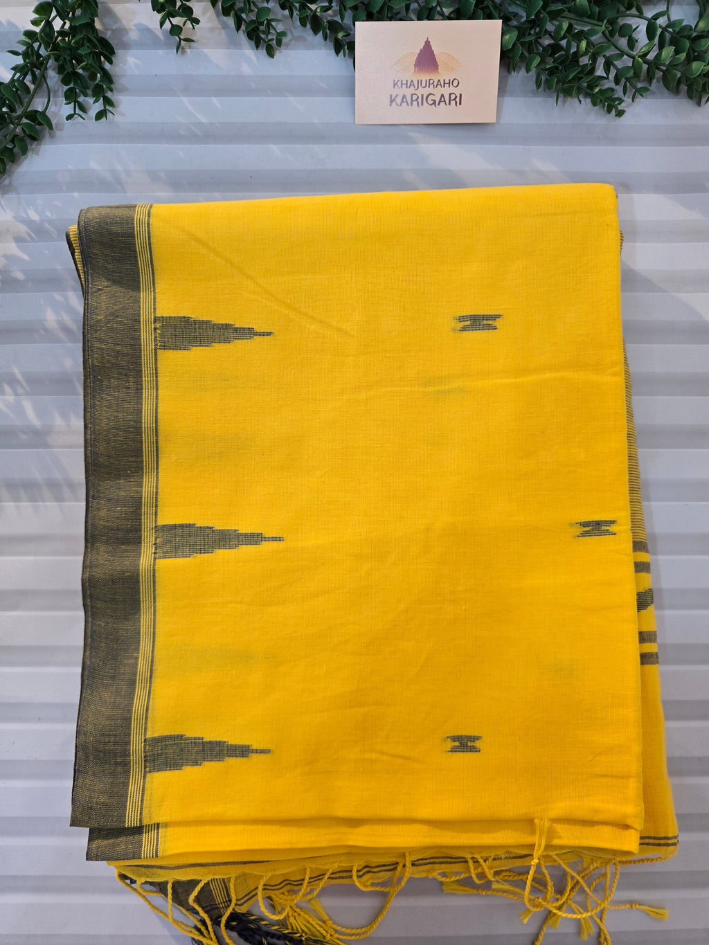 Pure Handwoven Mul Cotton Jamdani - Yellow
