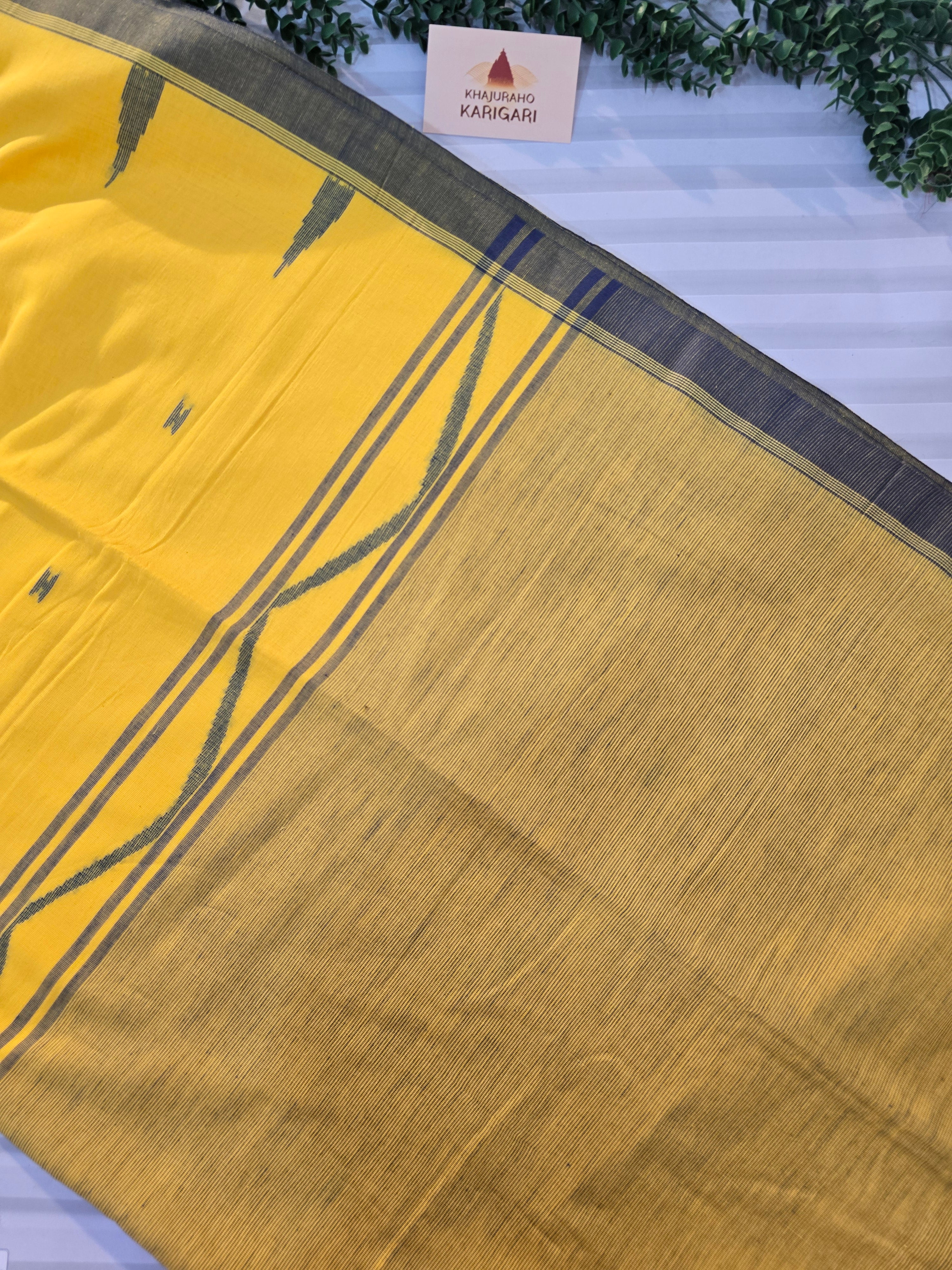 Pure Handwoven Mul Cotton Jamdani - Yellow