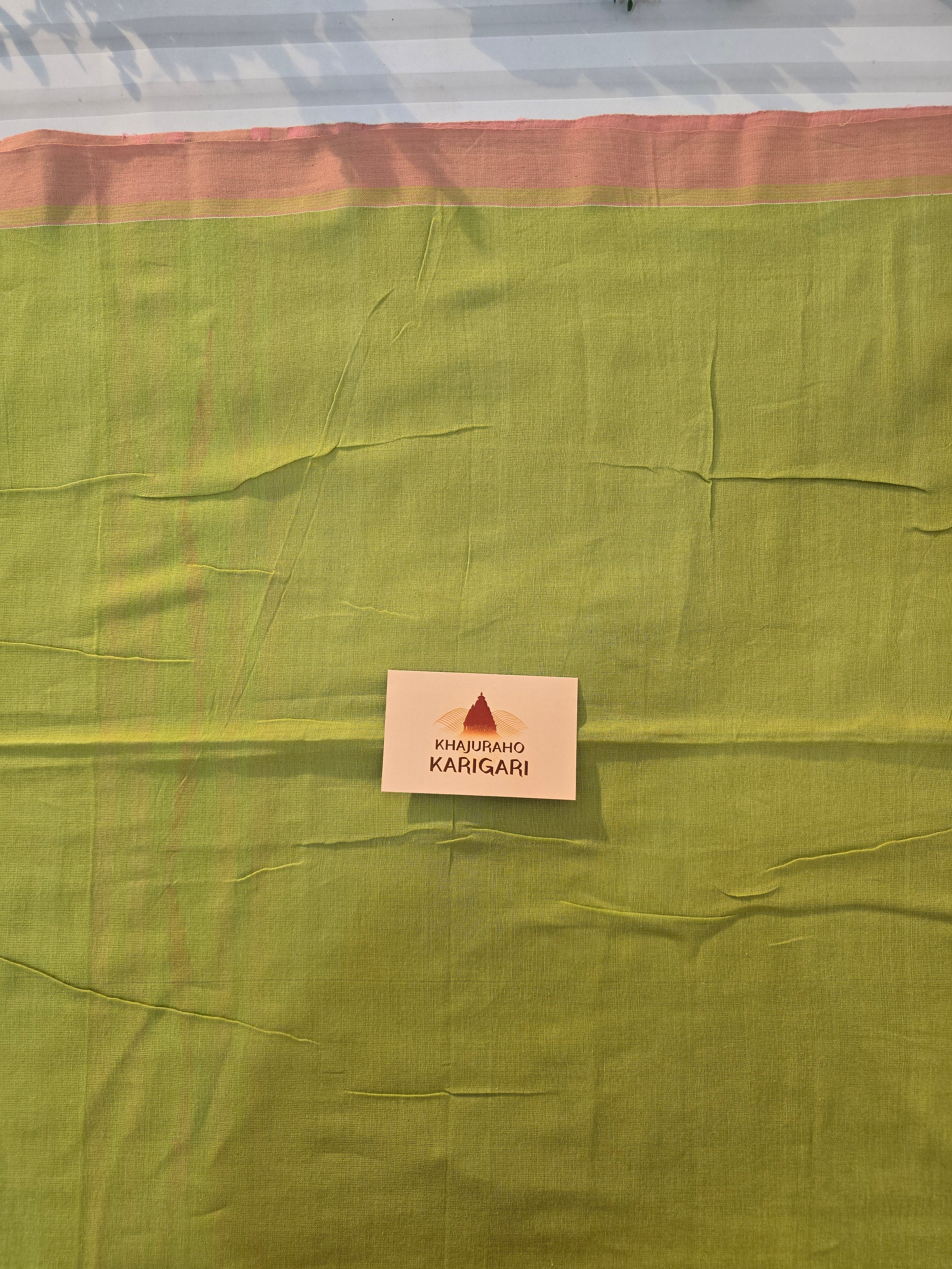 Pure Handwoven Mul Cotton Jamdani - Green