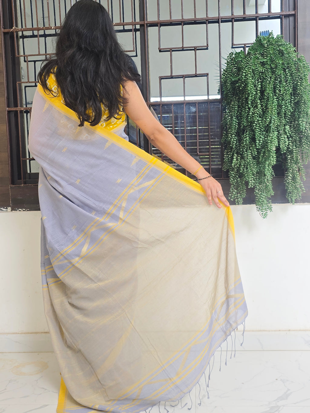 Pure Handwoven Mul Cotton Jamdani - Blue