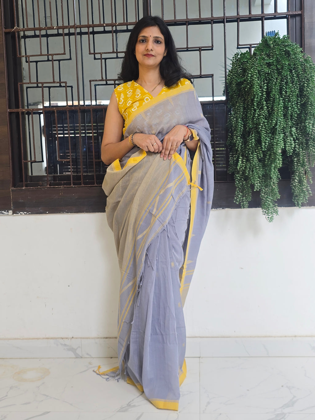 Pure Handwoven Mul Cotton Jamdani - Blue
