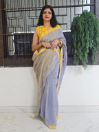 Pure Handwoven Mul Cotton Jamdani - Blue