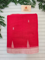 Pure Handwoven Mul Cotton Jamdani - Red