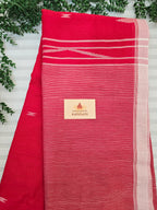 Pure Handwoven Mul Cotton Jamdani - Red