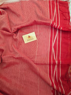 Pure Handwoven Mul Cotton Jamdani - Red