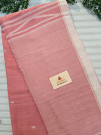 Pure Handwoven Mul Cotton Jamdani - Peach