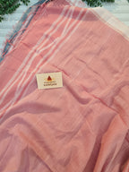 Pure Handwoven Mul Cotton Jamdani - Peach
