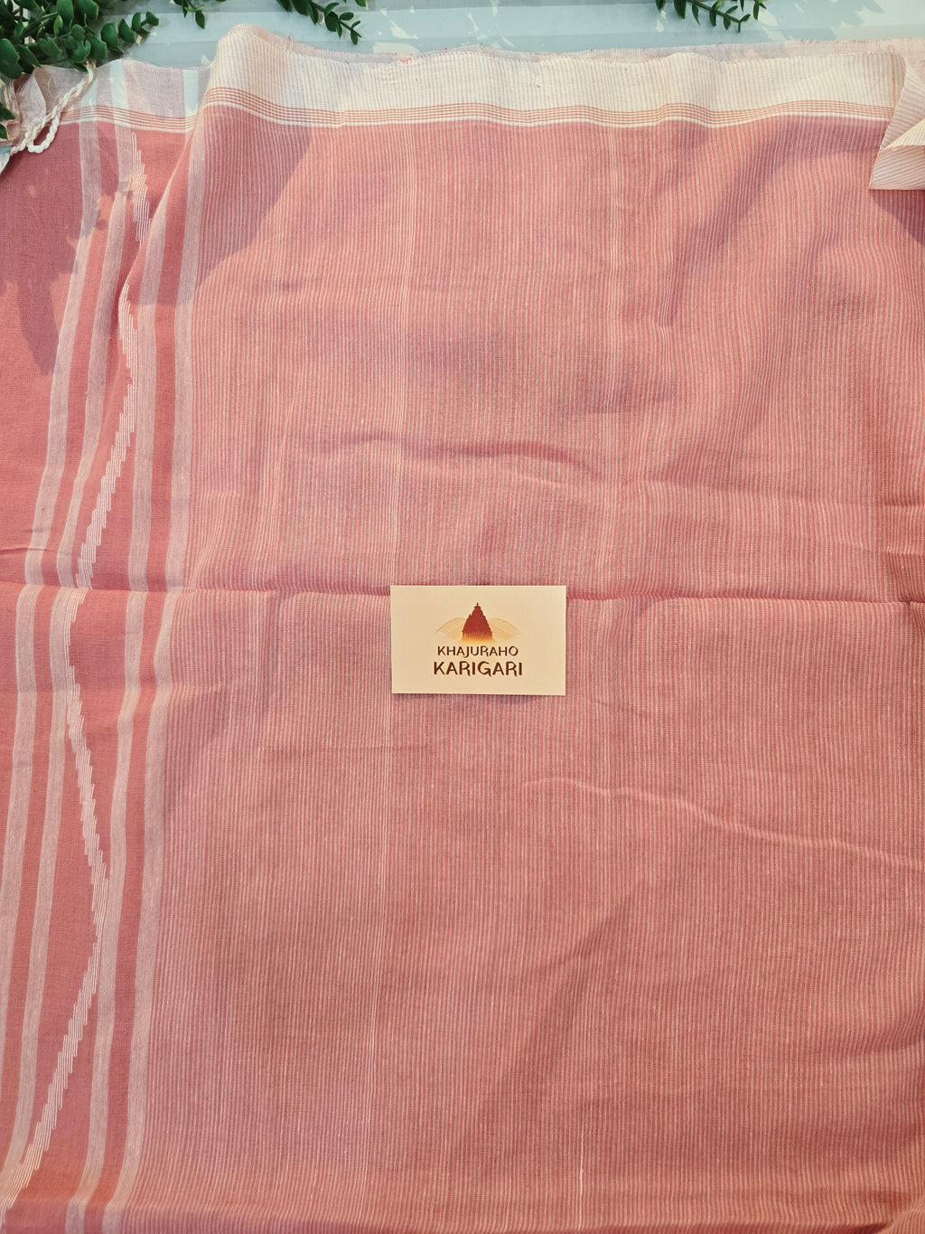Pure Handwoven Mul Cotton Jamdani - Peach