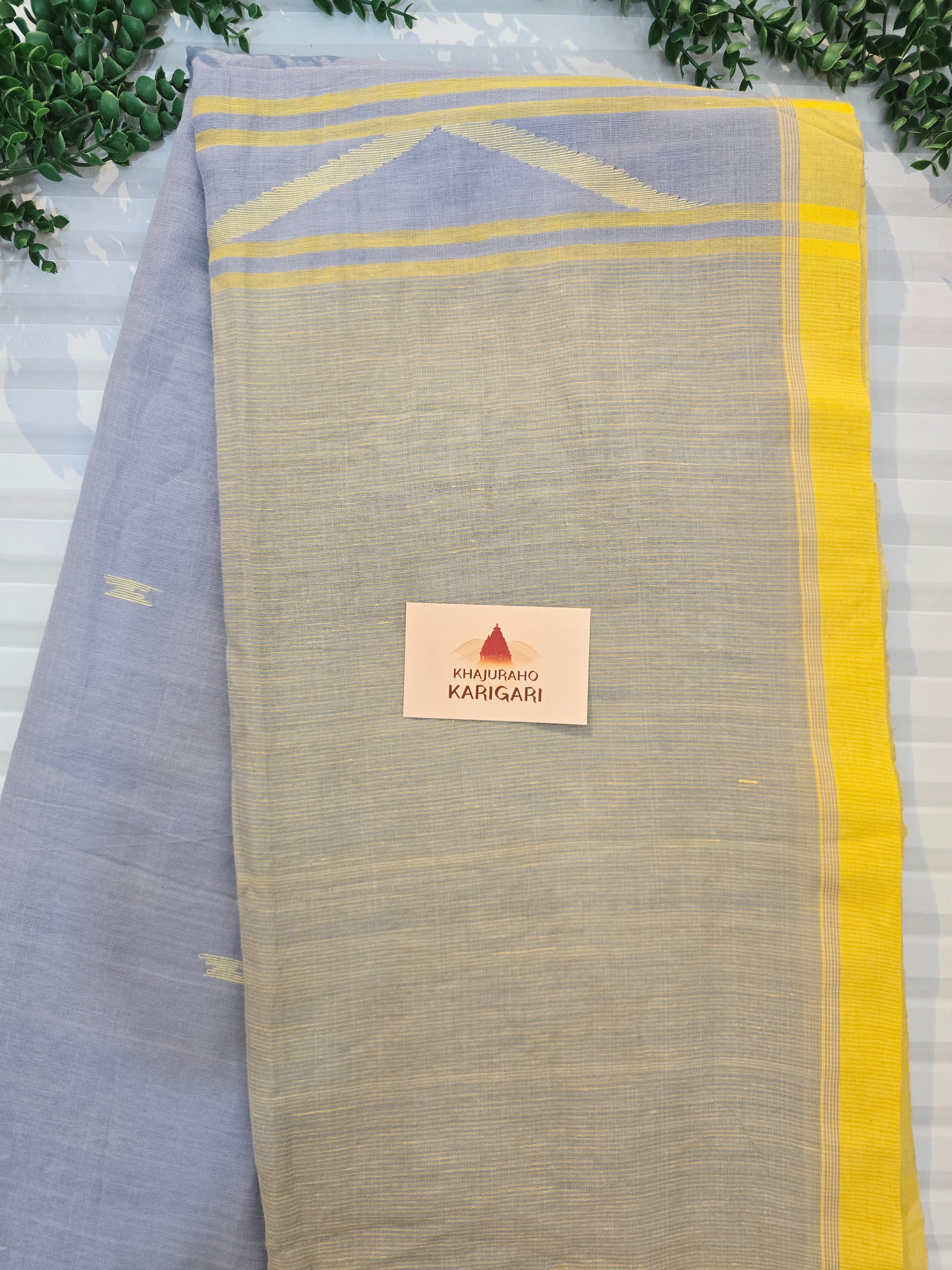 Pure Handwoven Mul Cotton Jamdani - Blue