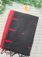 Pure Handwoven Mul Cotton Jamdani - Black