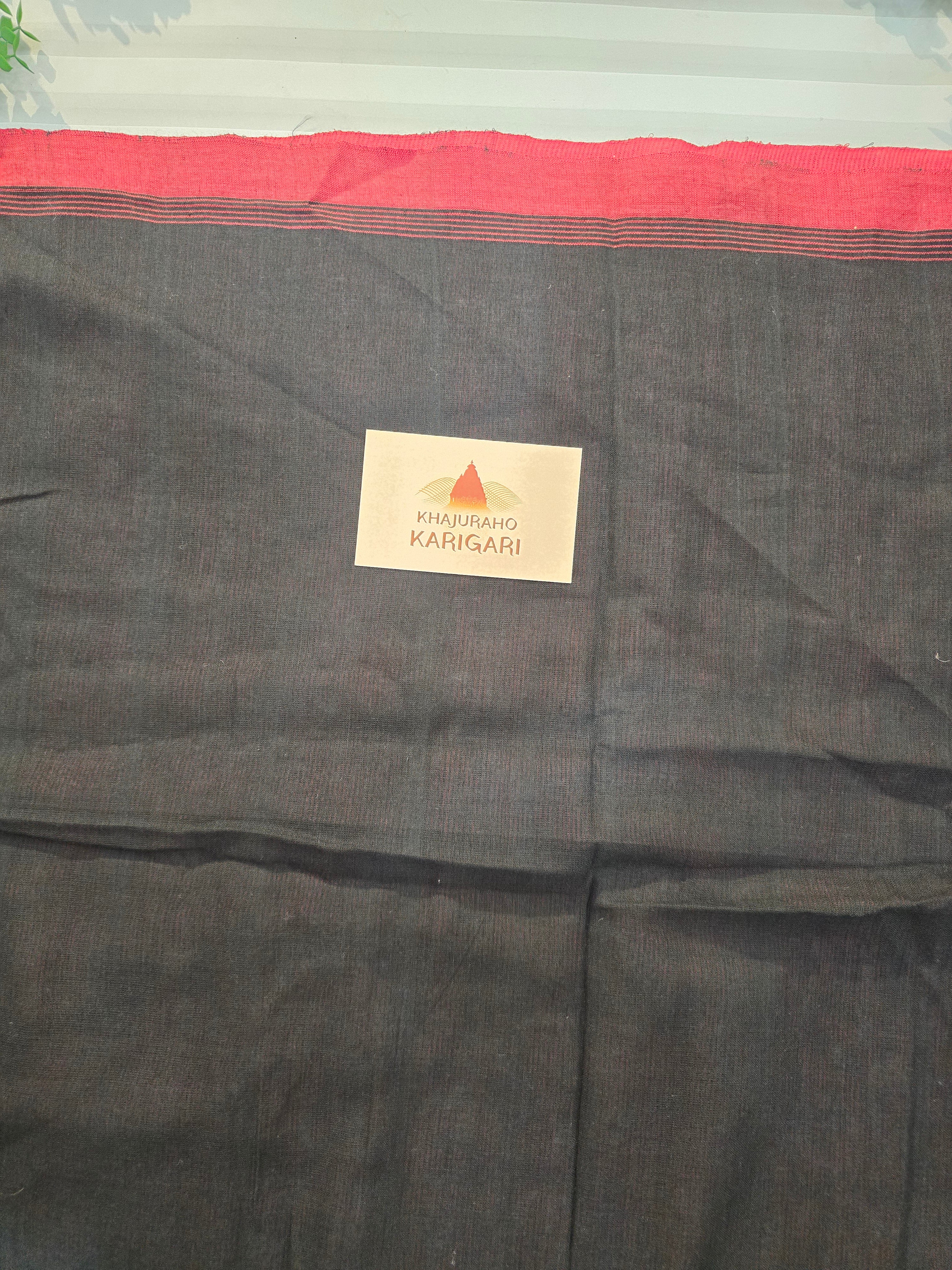 Pure Handwoven Mul Cotton Jamdani - Black
