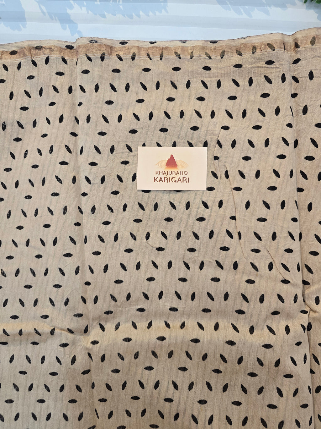 Hand block Printed Chanderi Silk Cotton Saree - Red Leaf