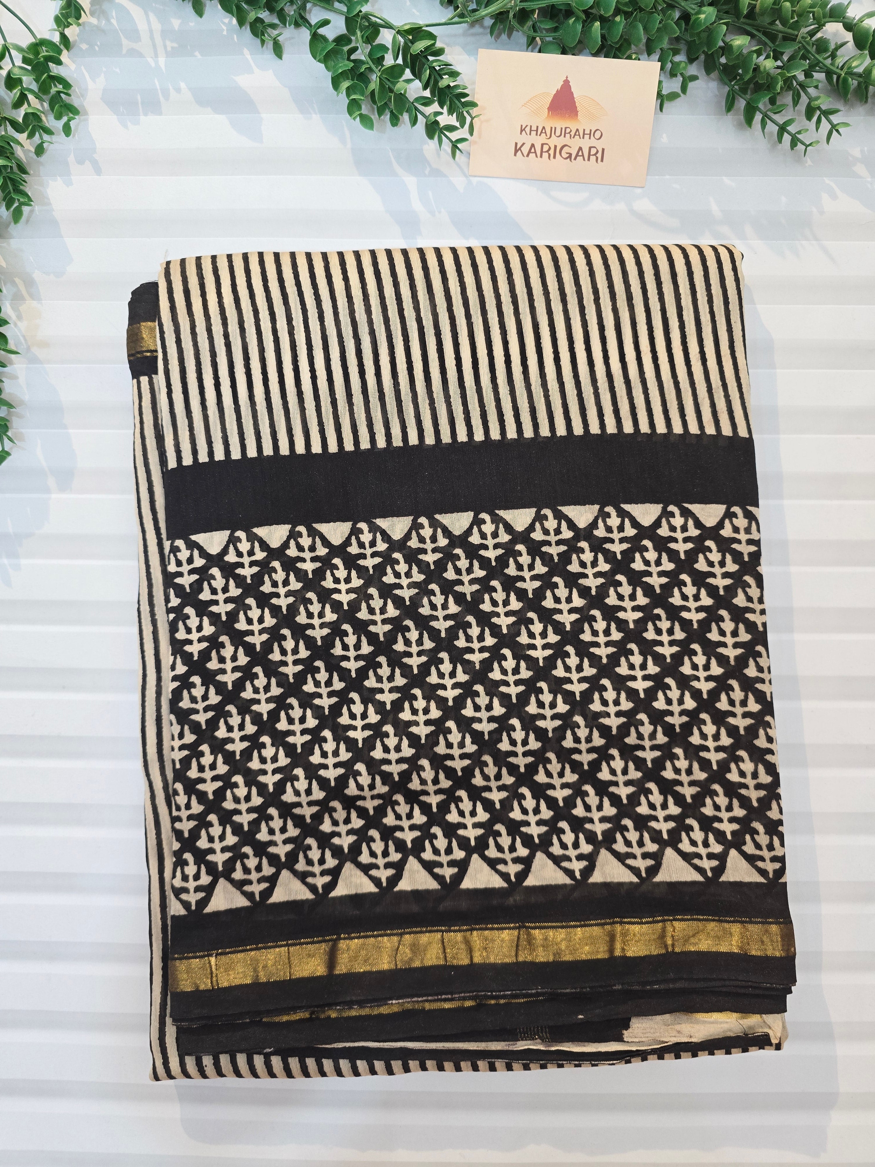 Hand block Printed Chanderi Silk Cotton Saree