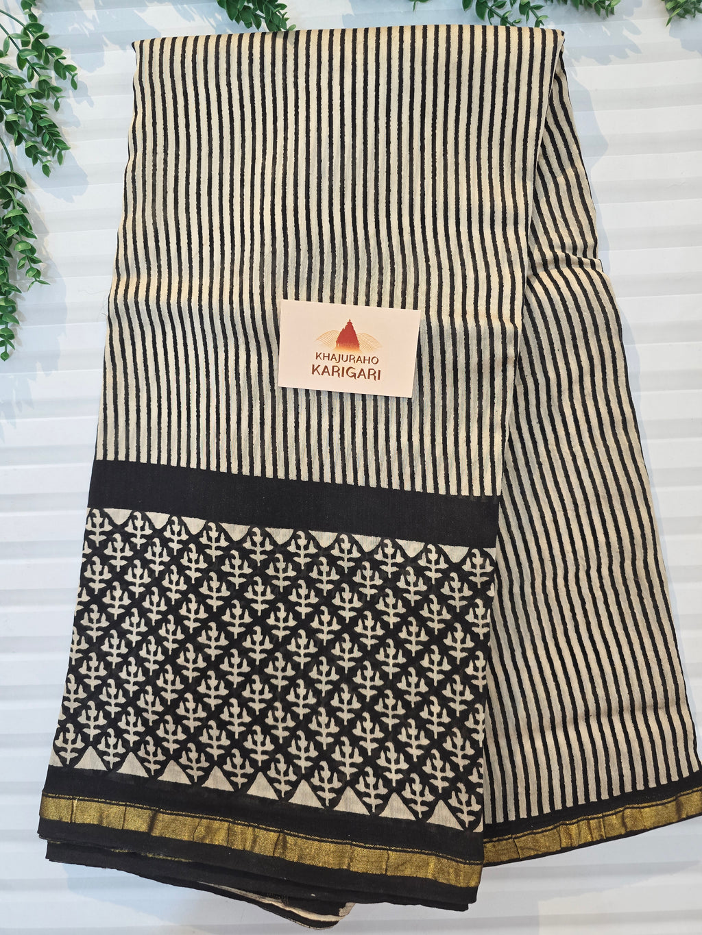 Hand block Printed Chanderi Silk Cotton Saree