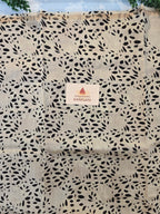 Hand block Printed Chanderi Silk Cotton Saree - Square Stripe