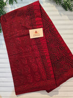 Bagh Hand Block Print Mul Cotton Saree – Red and Black