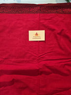 Bagh Hand Block Print Mul Cotton Saree – Red and Black