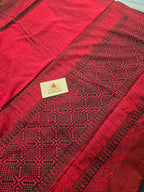 Bagh Hand Block Print Mul Cotton Saree – Red and Black