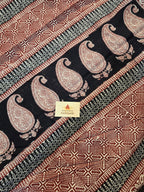 Bagh Hand Block Print Mul Cotton Saree – White, Red and Black