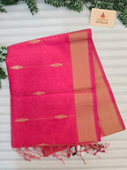 Pure Handwoven Maheshwari Saree Diamond Boota Red