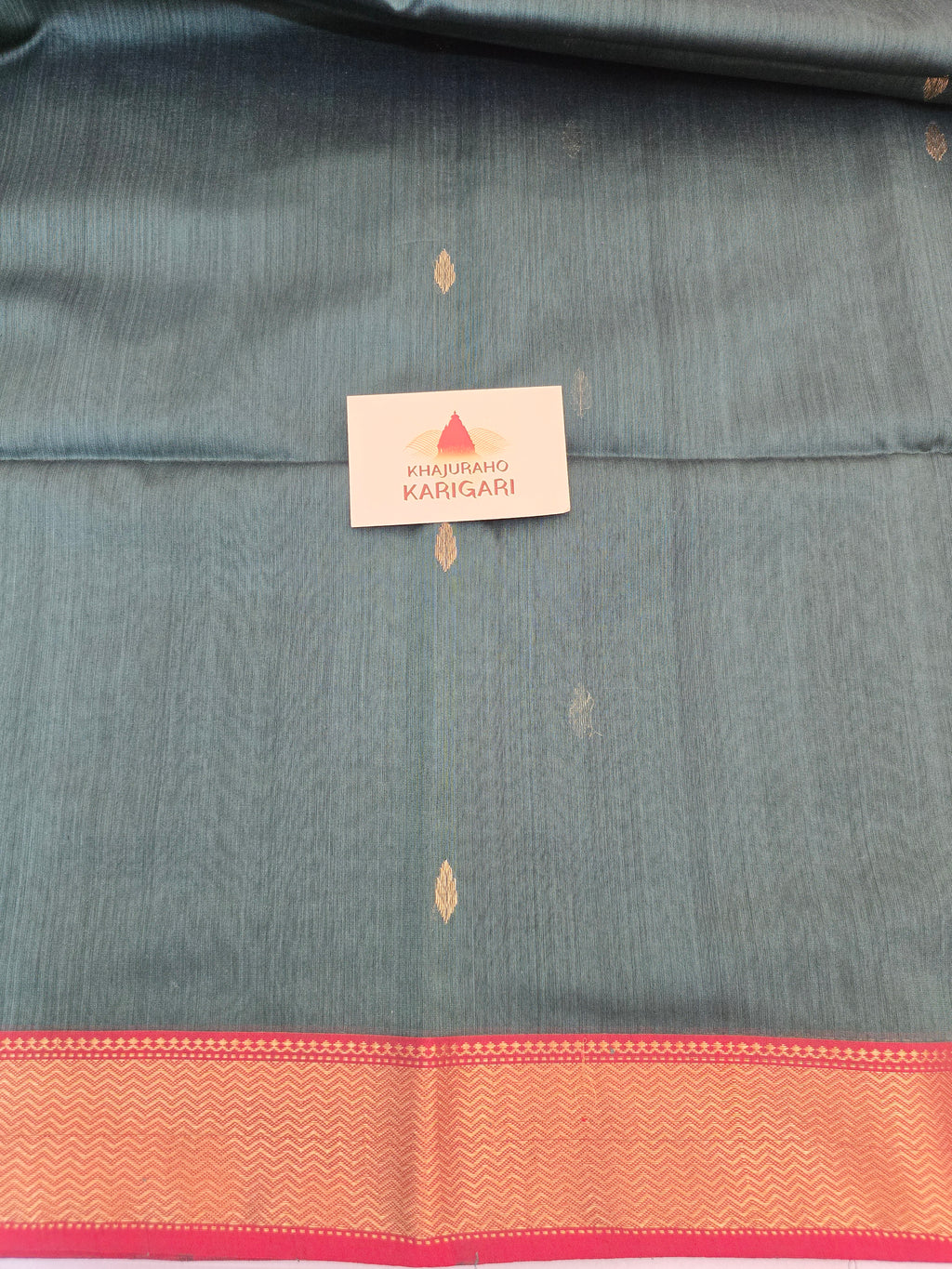 Pure Handwoven Maheshwari Saree Leaf Motif - Grey Red