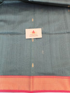 Pure Handwoven Maheshwari Saree Leaf Motif - Grey Red