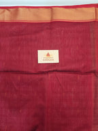 Pure Handwoven Maheshwari Saree Leaf Motif - Grey Red