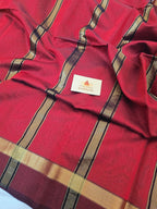 Pure Handwoven Maheshwari saree Zari border - Red