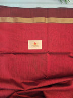 Pure Handwoven Maheshwari saree Zari border - Red