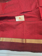 Pure Handwoven Maheshwari saree Zari border - Red