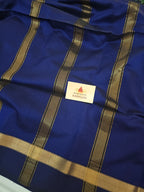 Pure Handwoven Maheshwari saree Zari border - Blue