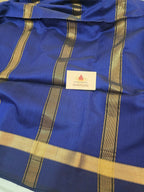 Pure Handwoven Maheshwari saree Zari border - Blue