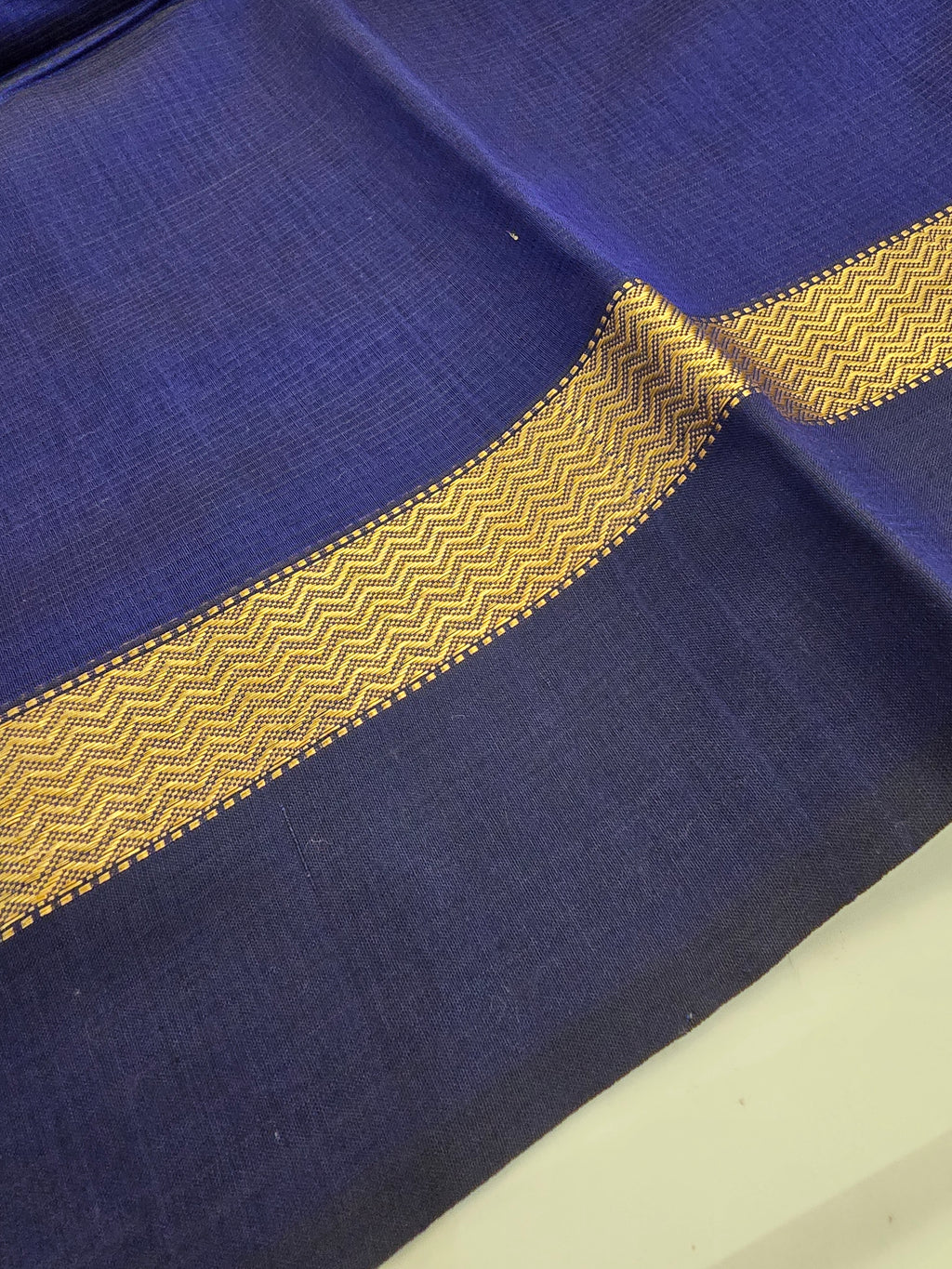 Pure Handwoven Maheshwari saree Zari border - Blue