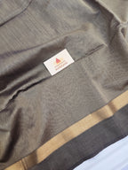 Pure Maheshwari Handloom Saree – Antique Gold with Zari Border