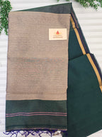 Pure Maheshwari Silk Cotton Saree with Ghicha Pallu – Peacock Blue