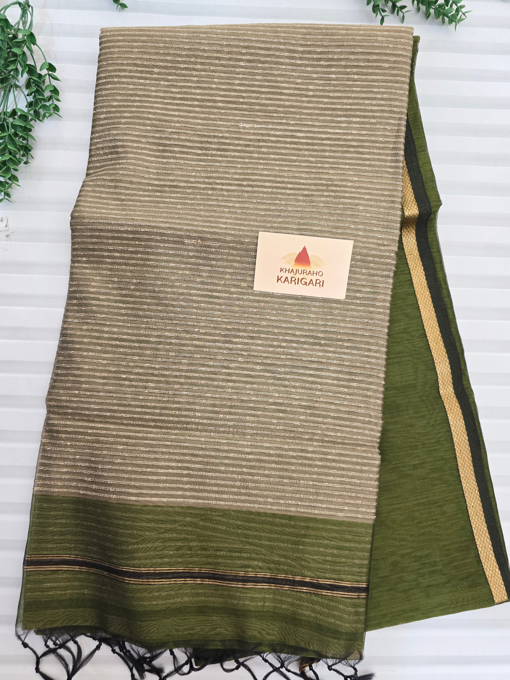 Pure Maheshwari Saree with Ghicha Pallu – Green