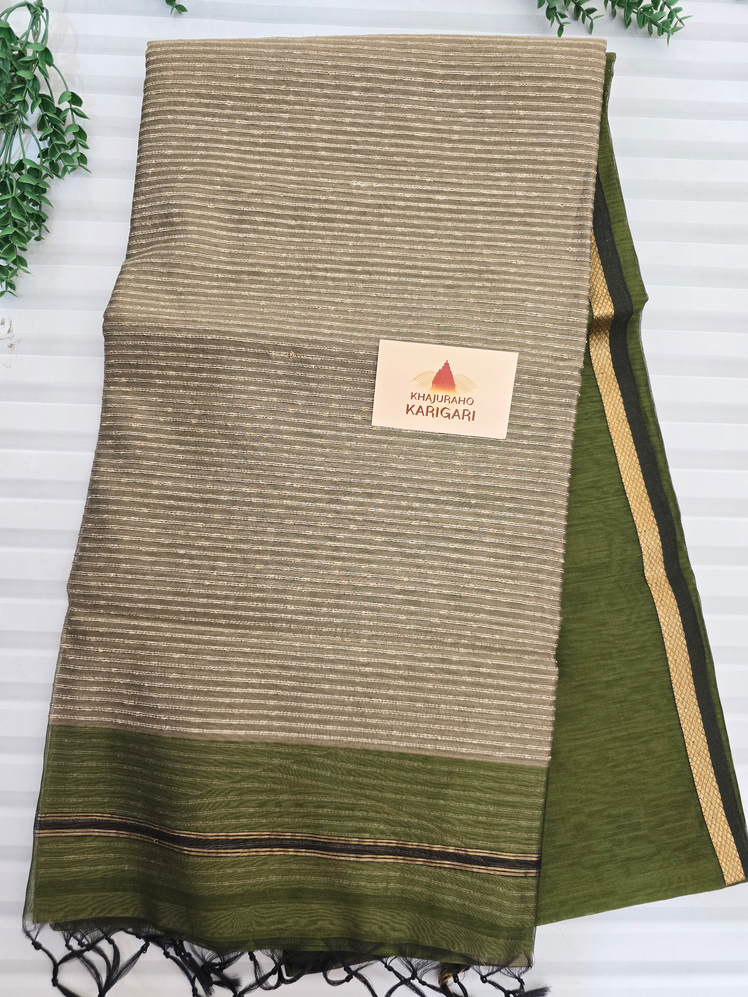 Pure Maheshwari Saree with Ghicha Pallu – Green
