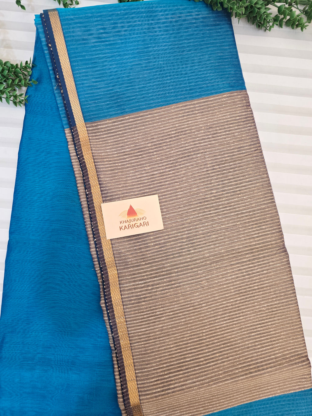 Pure Maheshwari Saree with Ghicha Pallu – Blue