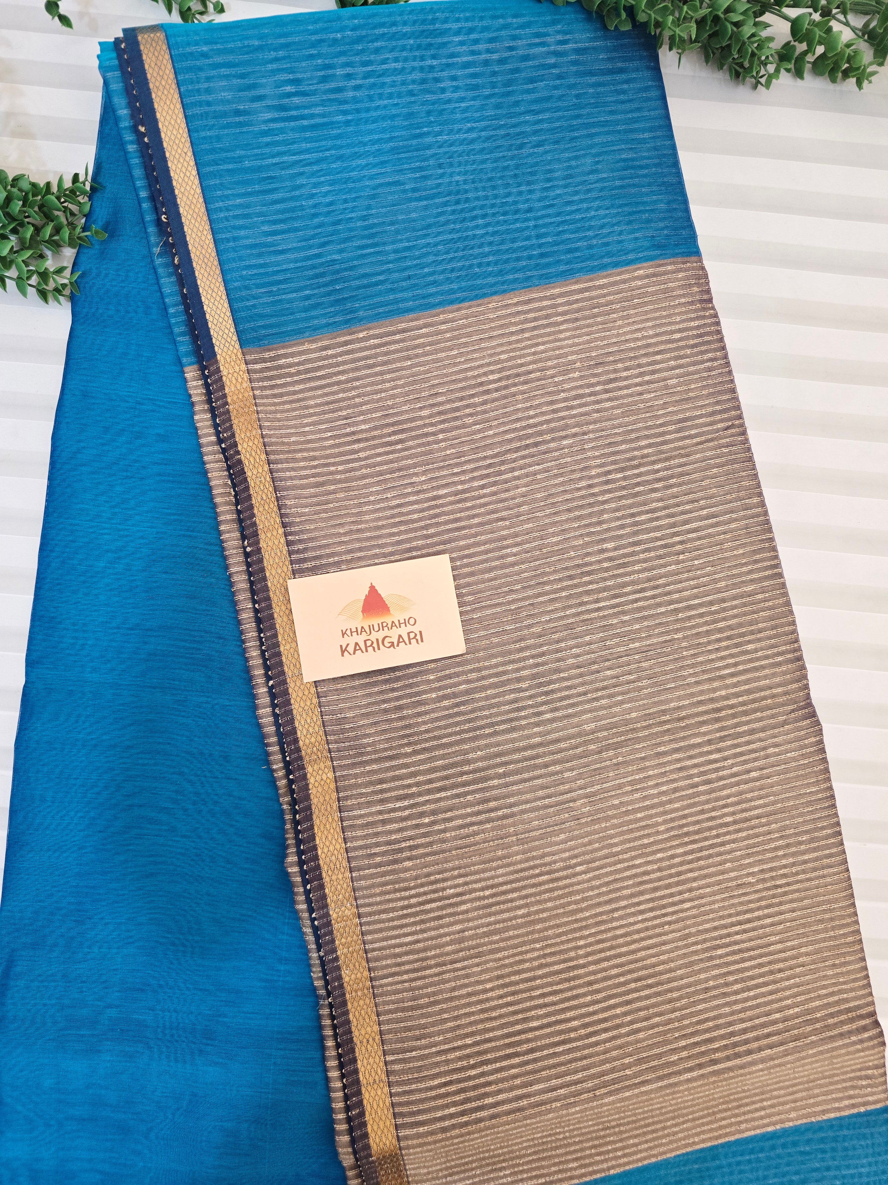 Pure Maheshwari Saree with Ghicha Pallu – Blue