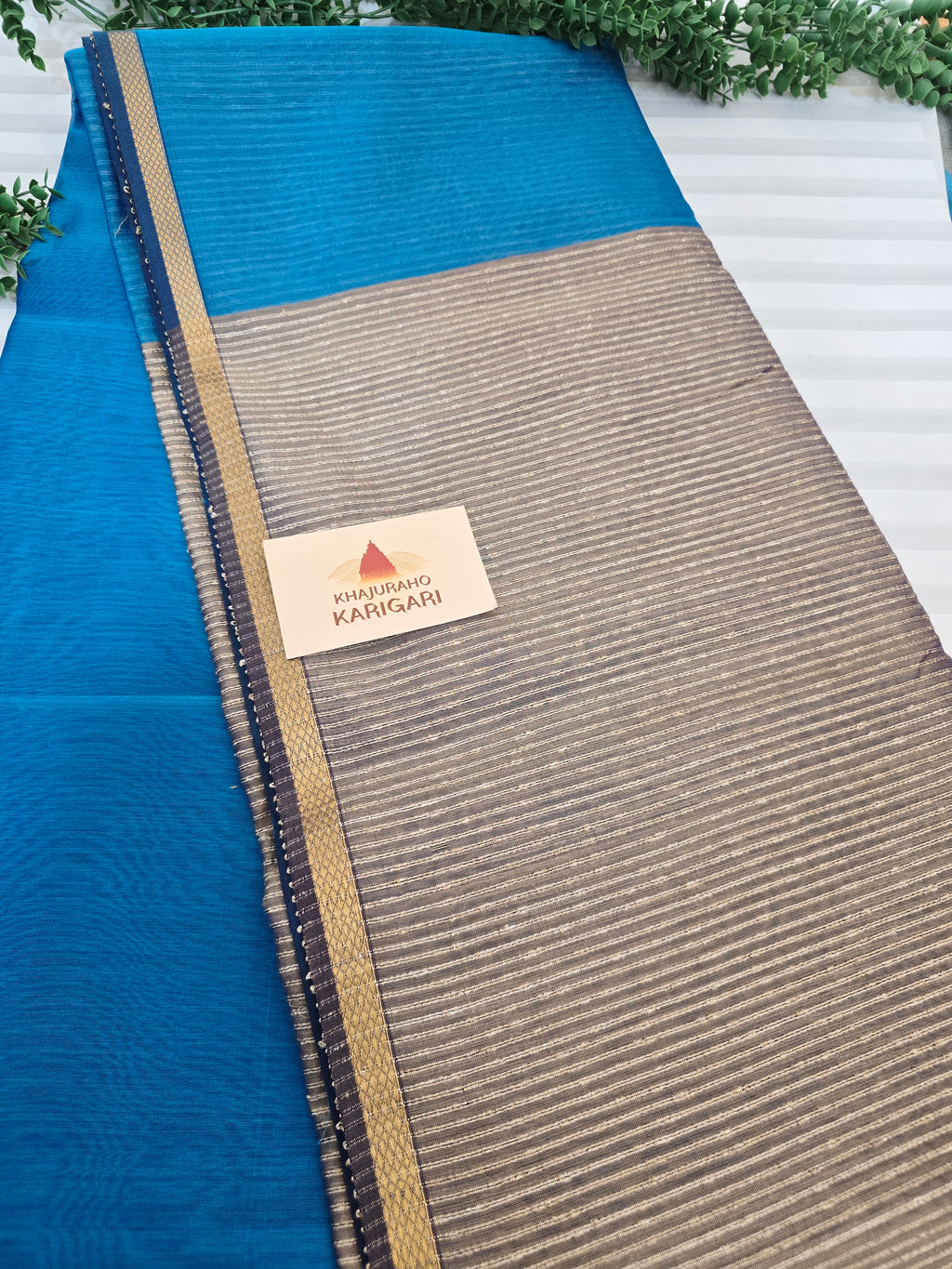 Pure Maheshwari Saree with Ghicha Pallu – Blue