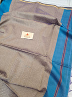 Pure Maheshwari Saree with Ghicha Pallu – Blue
