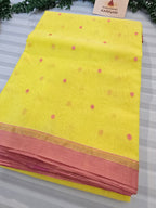 Pure handwoven Chanderi Silk Cotton Saree Polka Dot hathi boota on pallu
