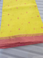 Pure handwoven Chanderi Silk Cotton Saree Polka Dot hathi boota on pallu