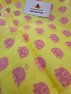 Pure handwoven Chanderi Silk Cotton Saree Polka Dot hathi boota on pallu