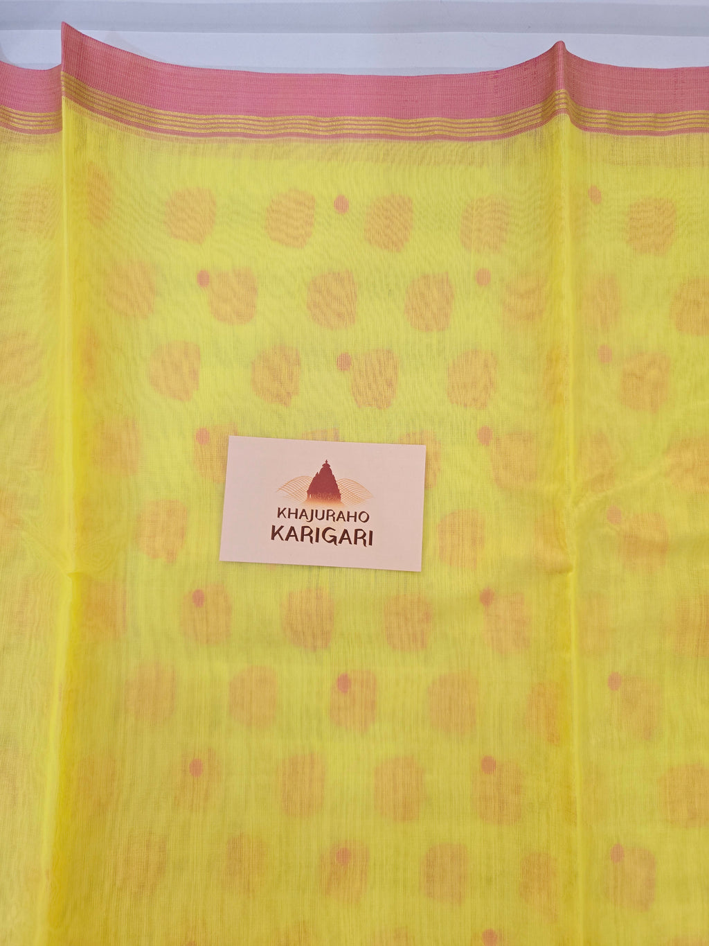 Pure handwoven Chanderi Silk Cotton Saree Polka Dot hathi boota on pallu