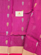 Pure Handwoven Chanderi Sunehri Phool Magenta