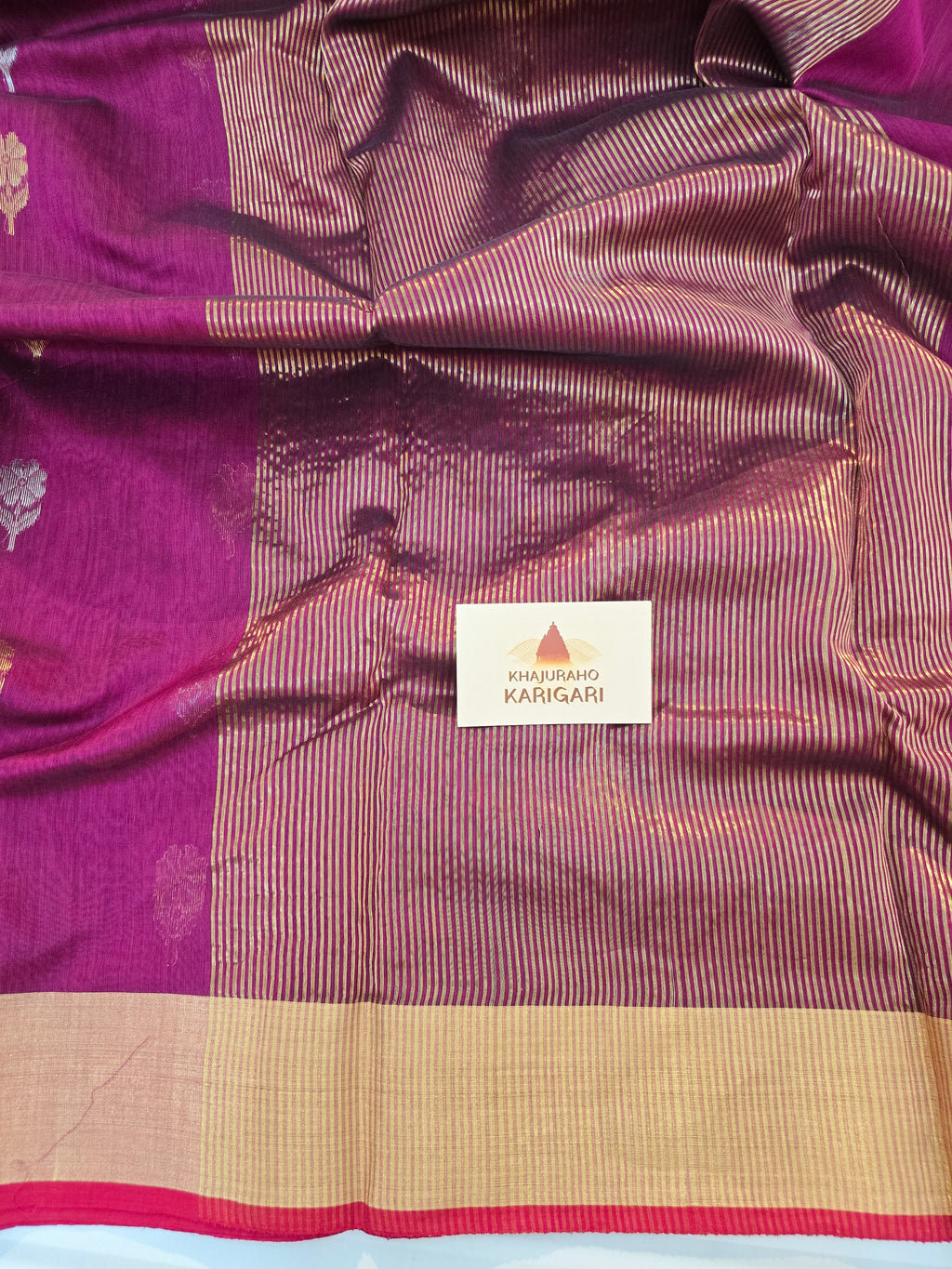 Pure Handwoven Chanderi Sunehri Phool Magenta